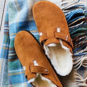 Birkenstock Boston Shearling Suede Clogs